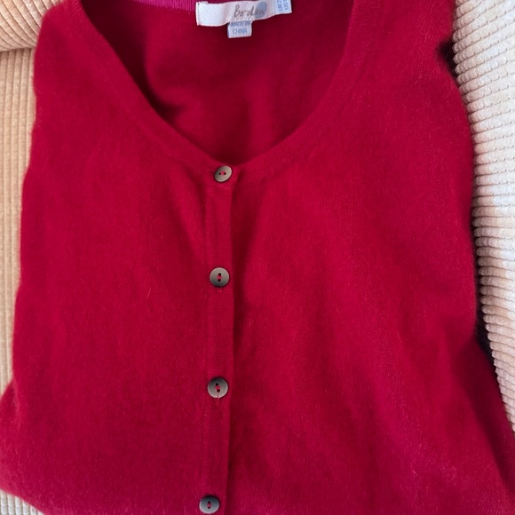 Boden Red Cardigan Sweater Soft Knit V-Neck - Picture 1 of 5